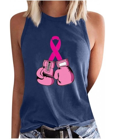 Red Tank Tops for Women Breast Cancer Awareness Vest Top Pink Ribbon Print Classic Sleeveless Tee 5navy $10.63 Tanks