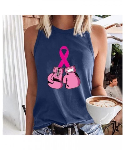 Red Tank Tops for Women Breast Cancer Awareness Vest Top Pink Ribbon Print Classic Sleeveless Tee 5navy $10.63 Tanks