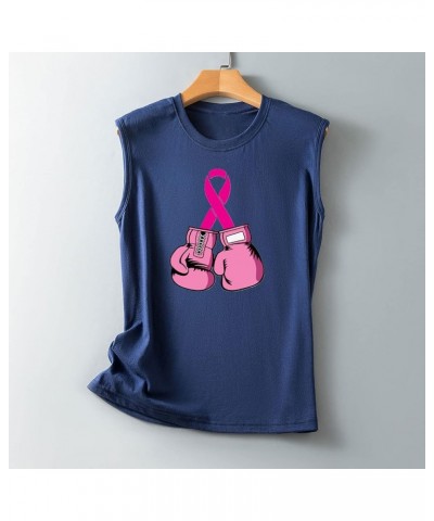 Red Tank Tops for Women Breast Cancer Awareness Vest Top Pink Ribbon Print Classic Sleeveless Tee 5navy $10.63 Tanks