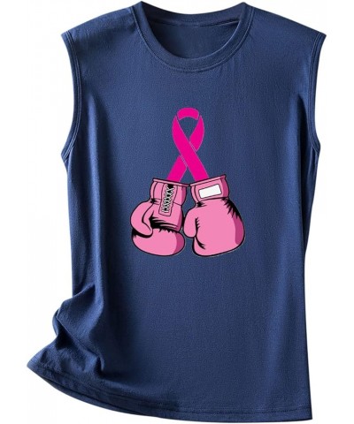 Red Tank Tops for Women Breast Cancer Awareness Vest Top Pink Ribbon Print Classic Sleeveless Tee 5navy $10.63 Tanks