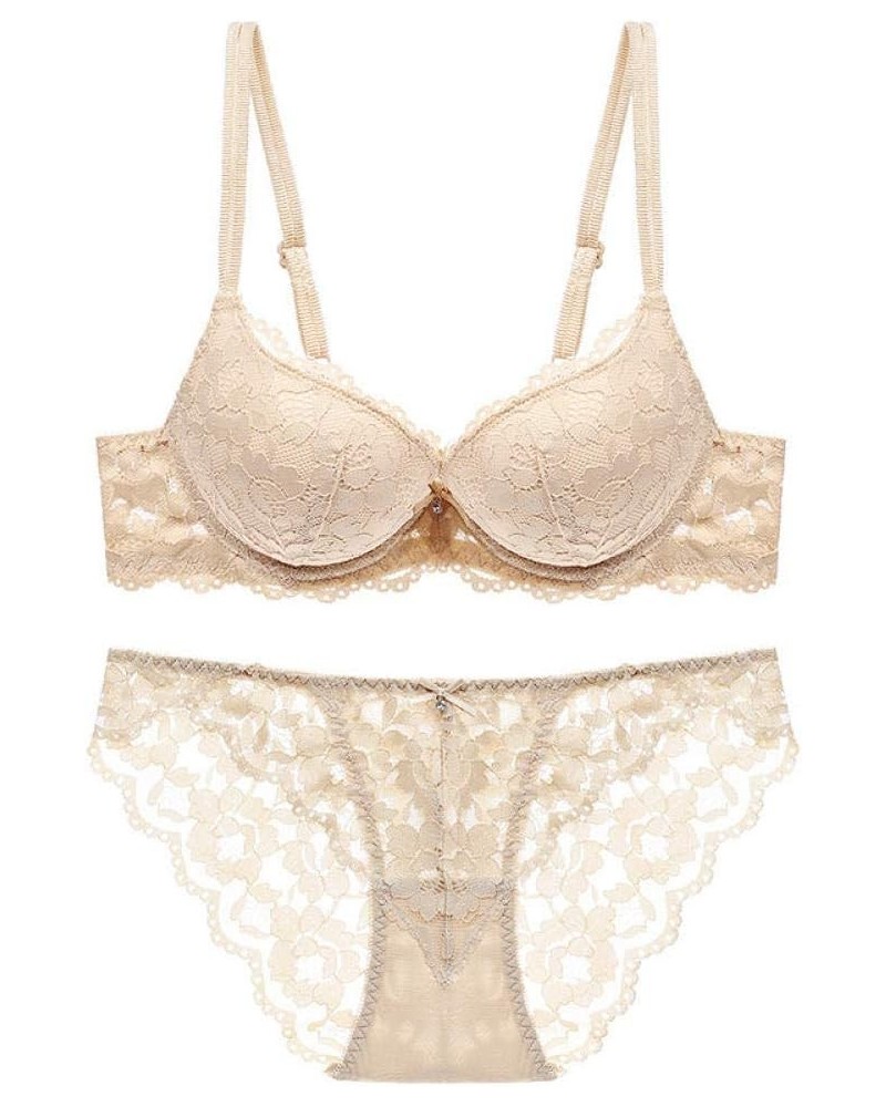 Support Bra Racerback Bra Women Underwear Young Lace Sexy Bra Sets Adjustable Deep V Lingerie Bras Beige $28.18 Lingerie