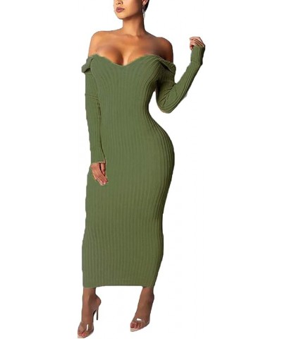 Women's Casual Off Shoulder Long Sleeves Slim Knit Bodycon Sweater Dress Midi Pencil Dress. A-amy Green $22.05 Dresses