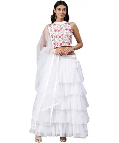 Indian designer lehanga choli sets for women ready to wear party wear Wedding Dress readymade White-3 $46.74 Suits