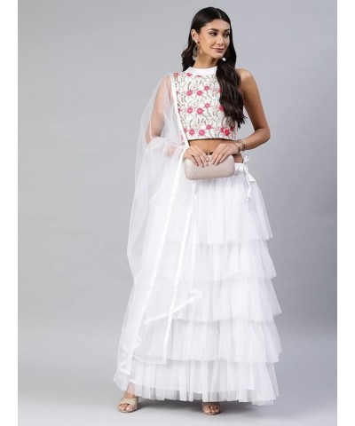 Indian designer lehanga choli sets for women ready to wear party wear Wedding Dress readymade White-3 $46.74 Suits