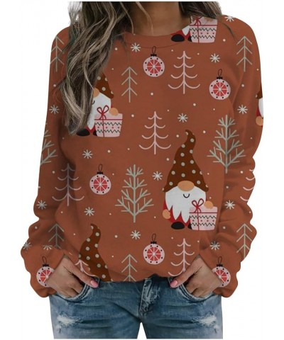 Plus Size Christmas Shirts Casual Fashion Printed Sweatshirts Loose Long Sleeve Sweater Comfy Fit Crewneck Pullover 02 Brown ...