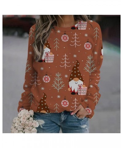 Plus Size Christmas Shirts Casual Fashion Printed Sweatshirts Loose Long Sleeve Sweater Comfy Fit Crewneck Pullover 02 Brown ...