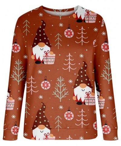 Plus Size Christmas Shirts Casual Fashion Printed Sweatshirts Loose Long Sleeve Sweater Comfy Fit Crewneck Pullover 02 Brown ...