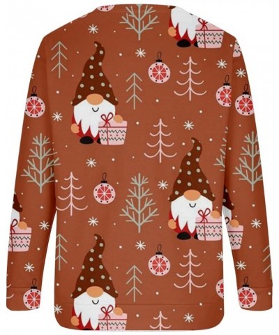 Plus Size Christmas Shirts Casual Fashion Printed Sweatshirts Loose Long Sleeve Sweater Comfy Fit Crewneck Pullover 02 Brown ...