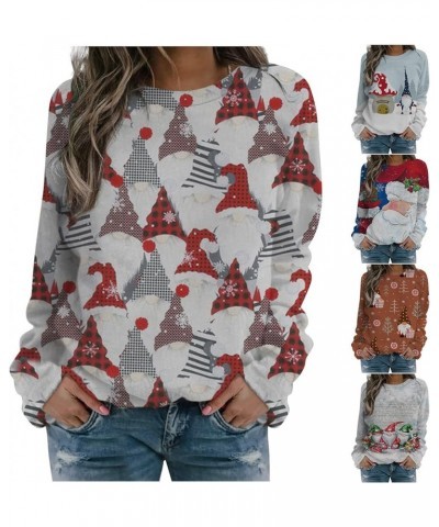 Plus Size Christmas Shirts Casual Fashion Printed Sweatshirts Loose Long Sleeve Sweater Comfy Fit Crewneck Pullover 02 Brown ...