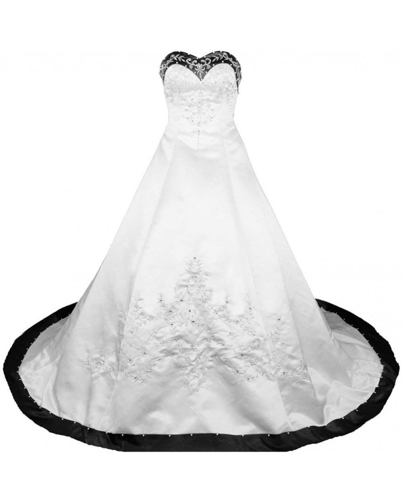 Sweetheart A-line Wedding Dress Bridal Gown Ivory Black $61.64 Dresses