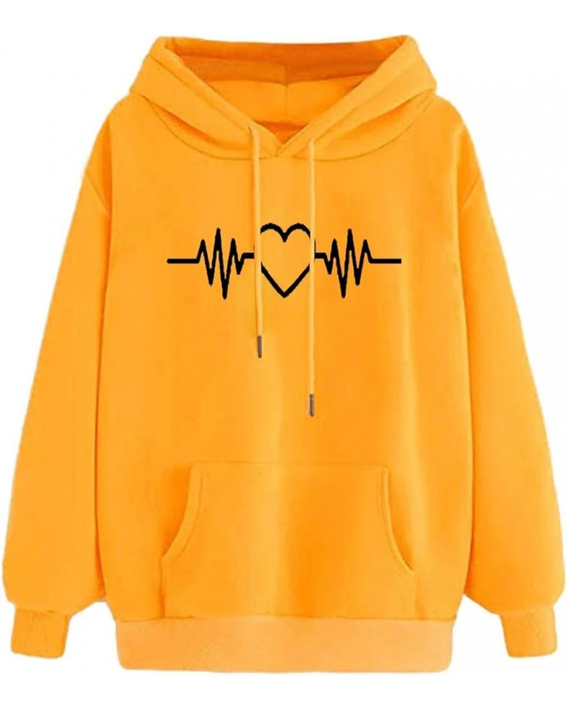 Valentine Hoodies For Women,Trendy Heart Print Graphic Y2K Hoodies Long Sleeve Shirts,Casual Loose Drawstring Pullover Tops B...