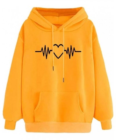 Valentine Hoodies For Women,Trendy Heart Print Graphic Y2K Hoodies Long Sleeve Shirts,Casual Loose Drawstring Pullover Tops B...