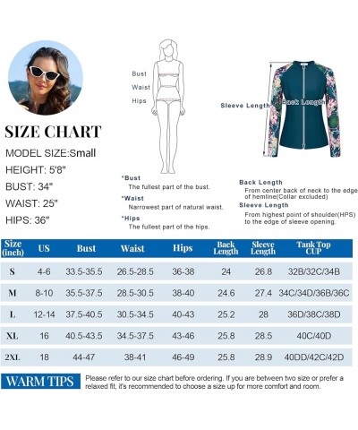 Women's 3 Piece Rash Guard Long Sleeve Swimsuits with Boyshorts Zip Up UPF 50+ Swim Shirt Built in Bra Peacock Blue-green Lea...