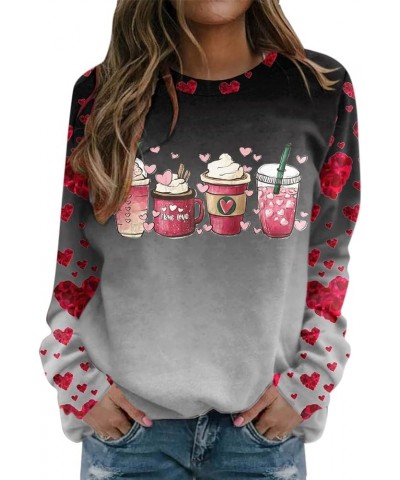 Women Valentine's Day Printed Long Sleeve Shirts Tops Casual Round Neck Pullover Graphic Tees Sweatshirt T-Shirt Gray-1 $6.71...