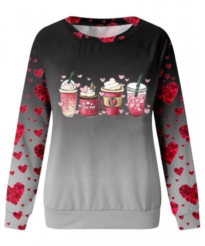 Women Valentine's Day Printed Long Sleeve Shirts Tops Casual Round Neck Pullover Graphic Tees Sweatshirt T-Shirt Gray-1 $6.71...