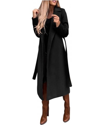 Trench Winter Coats for Women Ladies Lapel Slim Jacket Long Parka Solid Button Closure Party Formal Dress Z-black $19.20 Coats