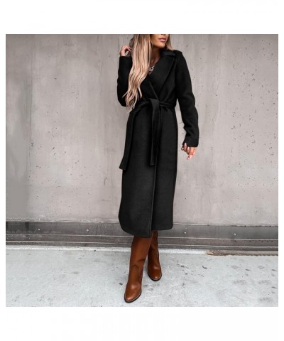 Trench Winter Coats for Women Ladies Lapel Slim Jacket Long Parka Solid Button Closure Party Formal Dress Z-black $19.20 Coats