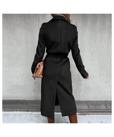 Trench Winter Coats for Women Ladies Lapel Slim Jacket Long Parka Solid Button Closure Party Formal Dress Z-black $19.20 Coats