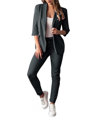 Women's Blazer Sets Women 2 Piece Outfits Open Front Blazer and Pants Set Business Work Suit Pantsuit Set for Women Gray 3 $1...