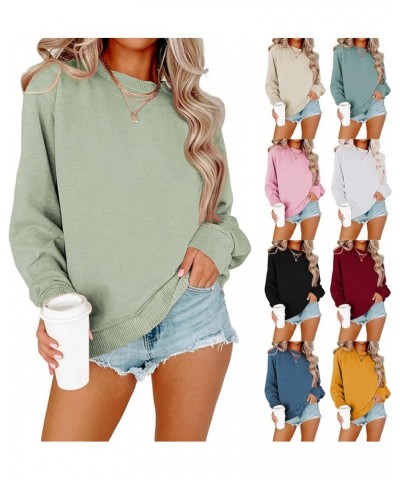 Womens Casual Crewneck Sweatshirts Fall Long Sleeve Pullover Drop Shoulder Ribbed Cuffs Hem Oversized Sweatshirt A-beige $8.3...