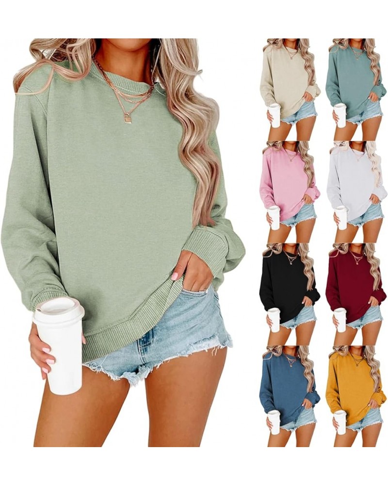 Womens Casual Crewneck Sweatshirts Fall Long Sleeve Pullover Drop Shoulder Ribbed Cuffs Hem Oversized Sweatshirt A-beige $8.3...