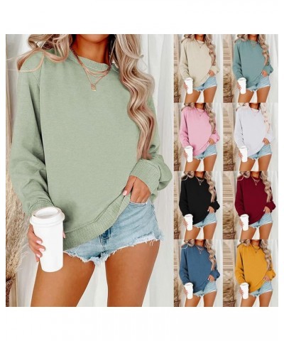 Womens Casual Crewneck Sweatshirts Fall Long Sleeve Pullover Drop Shoulder Ribbed Cuffs Hem Oversized Sweatshirt A-beige $8.3...