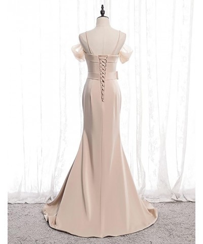 Long Prom Dress Satin Formal Dresses for Women Evening Dresses Party Gowns Spaghetti Strap Gold $36.12 Dresses