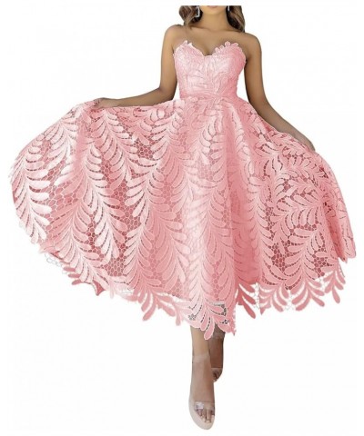 Strapless Lace Prom Off Shoulder Short Formal Evening Sweetheart Ball Gowns Tea Length Cocktail Party Dress Pink $44.10 Dresses