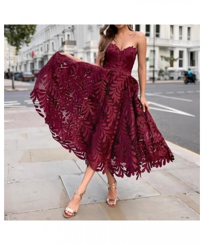 Strapless Lace Prom Off Shoulder Short Formal Evening Sweetheart Ball Gowns Tea Length Cocktail Party Dress Pink $44.10 Dresses