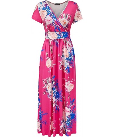 Womens' V-Neck Pattern Pocket Maxi Long Dress Floral-40 $17.48 Dresses