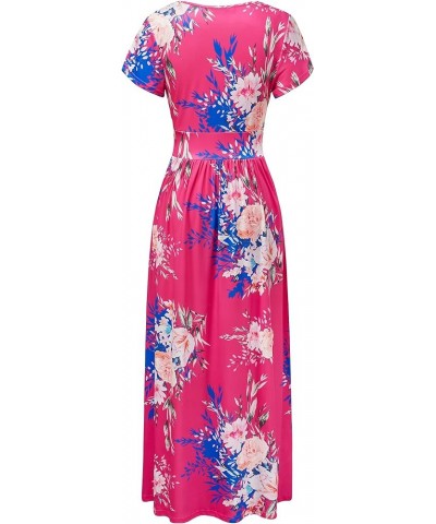 Womens' V-Neck Pattern Pocket Maxi Long Dress Floral-40 $17.48 Dresses