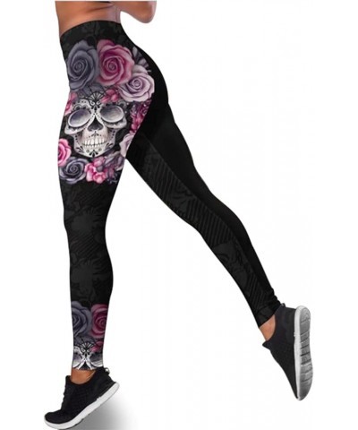 Women's Sugar Skull Yoga Outfits for Women 2 Piece Sets, Sleeveless Tank Tops Leggings Workout Activewear for Girls Black-1 $...