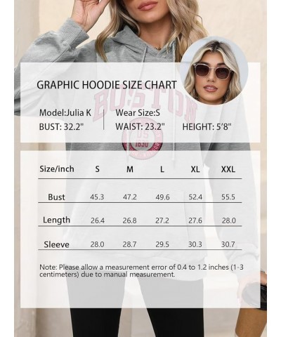 Letter Graphic Print Hoodies for Women Oversized Long Sleeve Casual Drawstring Fall Pullover Sweatshirt Tops N Boston Grey $1...