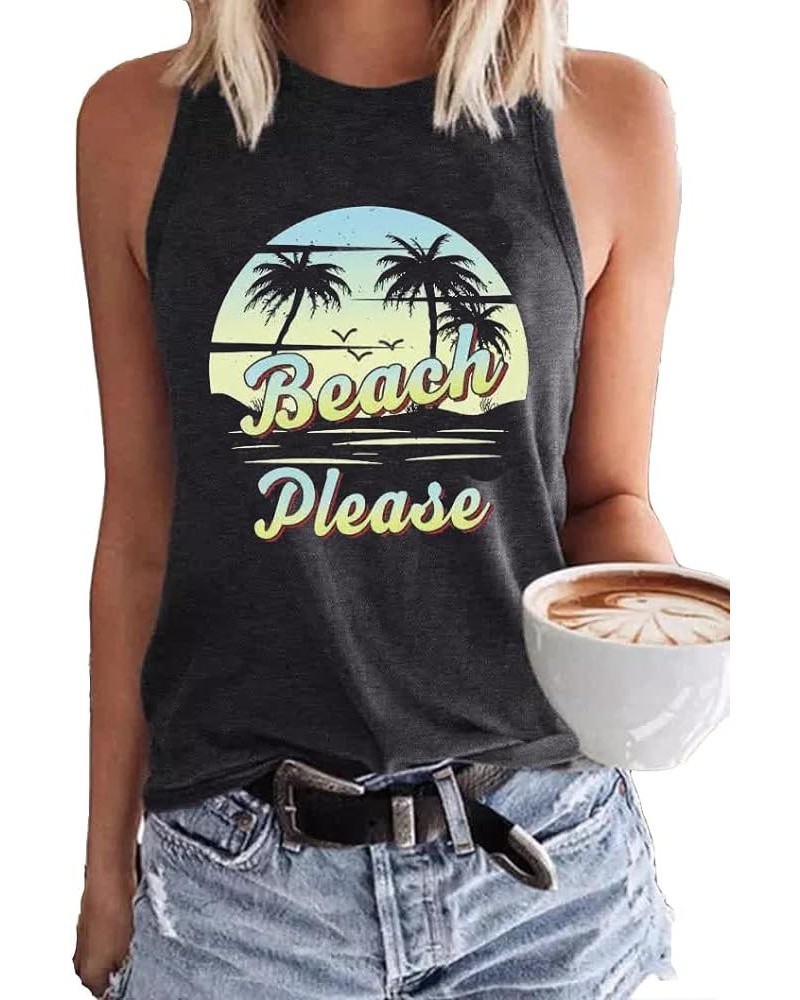 Womens Funny Summer Tank Tops Sun Salt Sand Beach Coconut Tree Casual Sleeveless Shirts Sunset Sunflower Graphic Tank Tees Da...