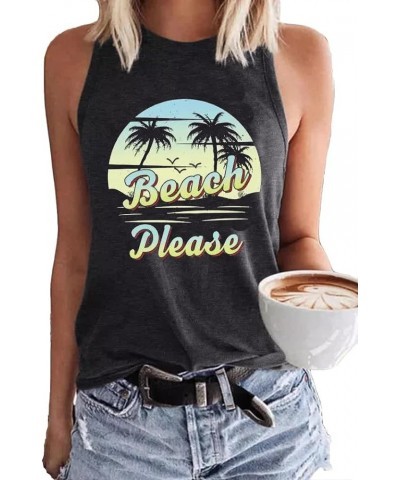 Womens Funny Summer Tank Tops Sun Salt Sand Beach Coconut Tree Casual Sleeveless Shirts Sunset Sunflower Graphic Tank Tees Da...