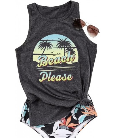 Womens Funny Summer Tank Tops Sun Salt Sand Beach Coconut Tree Casual Sleeveless Shirts Sunset Sunflower Graphic Tank Tees Da...