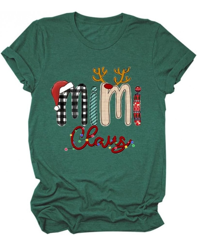 Mimi Grandma T Shirt for Women Short Sleeve Graphic Tees Casual Funny Christmas Shirt Holiday Tops Dark Green $9.63 T-Shirts