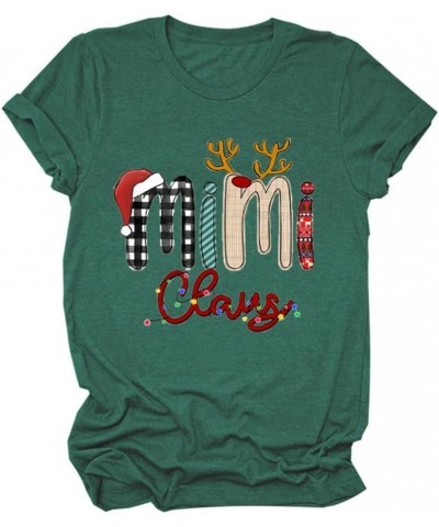 Mimi Grandma T Shirt for Women Short Sleeve Graphic Tees Casual Funny Christmas Shirt Holiday Tops Dark Green $9.63 T-Shirts