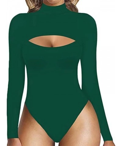 Women's Cutout Long Sleeve Bodysuit Neck Front T Shirt Waist Trainer Bodysuit Rd1 $14.00 Bodysuits