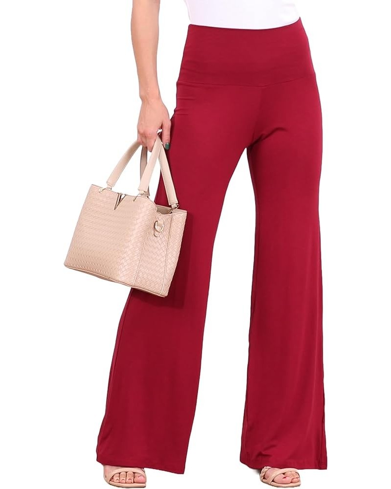 Palazzo Pants for Women Casual Summer Wide Leg Beach Pants Plus Size Made in USA Burgundy $17.39 Pants