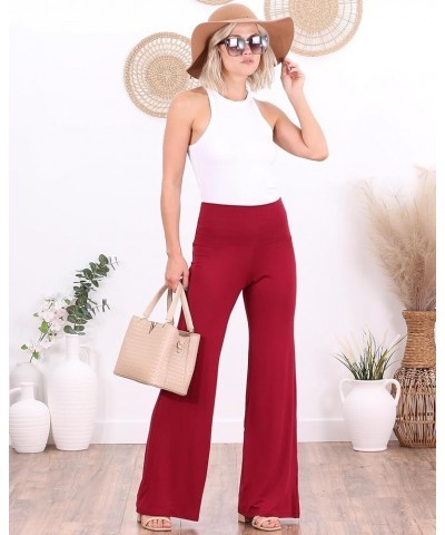 Palazzo Pants for Women Casual Summer Wide Leg Beach Pants Plus Size Made in USA Burgundy $17.39 Pants