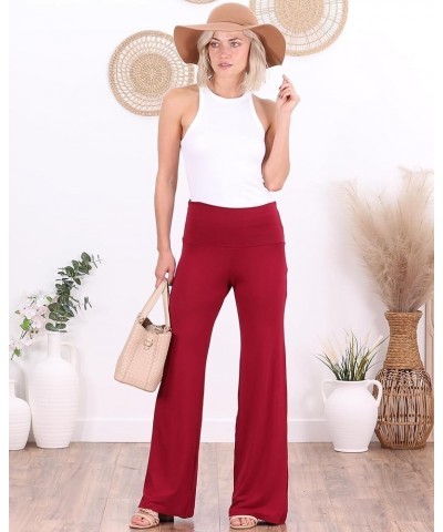 Palazzo Pants for Women Casual Summer Wide Leg Beach Pants Plus Size Made in USA Burgundy $17.39 Pants