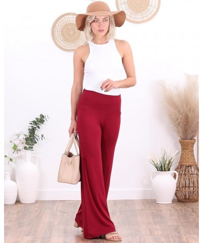 Palazzo Pants for Women Casual Summer Wide Leg Beach Pants Plus Size Made in USA Burgundy $17.39 Pants