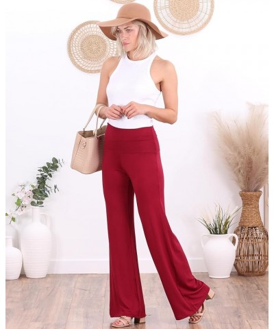 Palazzo Pants for Women Casual Summer Wide Leg Beach Pants Plus Size Made in USA Burgundy $17.39 Pants