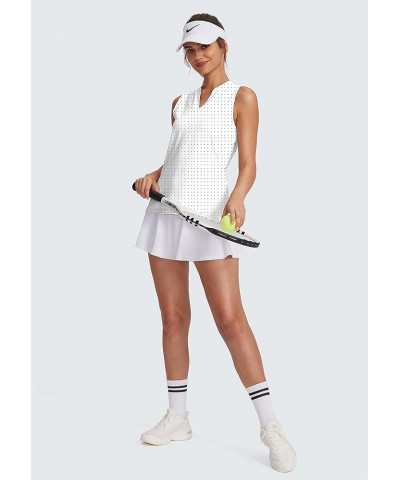 Women's Sleeveless Golf Shirt V-Neck Lightweight Quick Dry Tennis Tank Tops Polo Shirts for Women Black Dot $14.10 Shirts