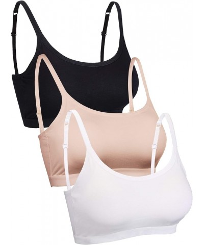 Mini Camisole Bra Wireless Padded Bra with Adjustable Straps for Women Girls Black White Nude $14.24 Lingerie