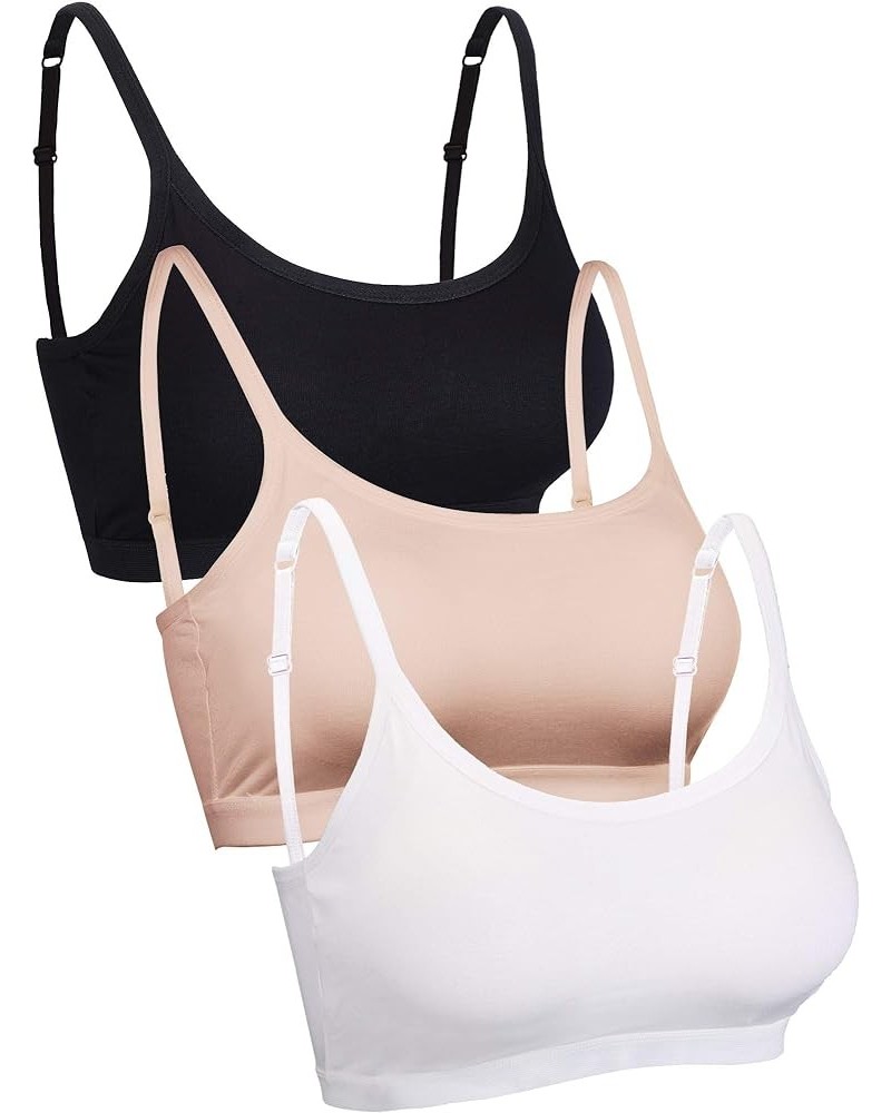 Mini Camisole Bra Wireless Padded Bra with Adjustable Straps for Women Girls Black White Nude $14.24 Lingerie