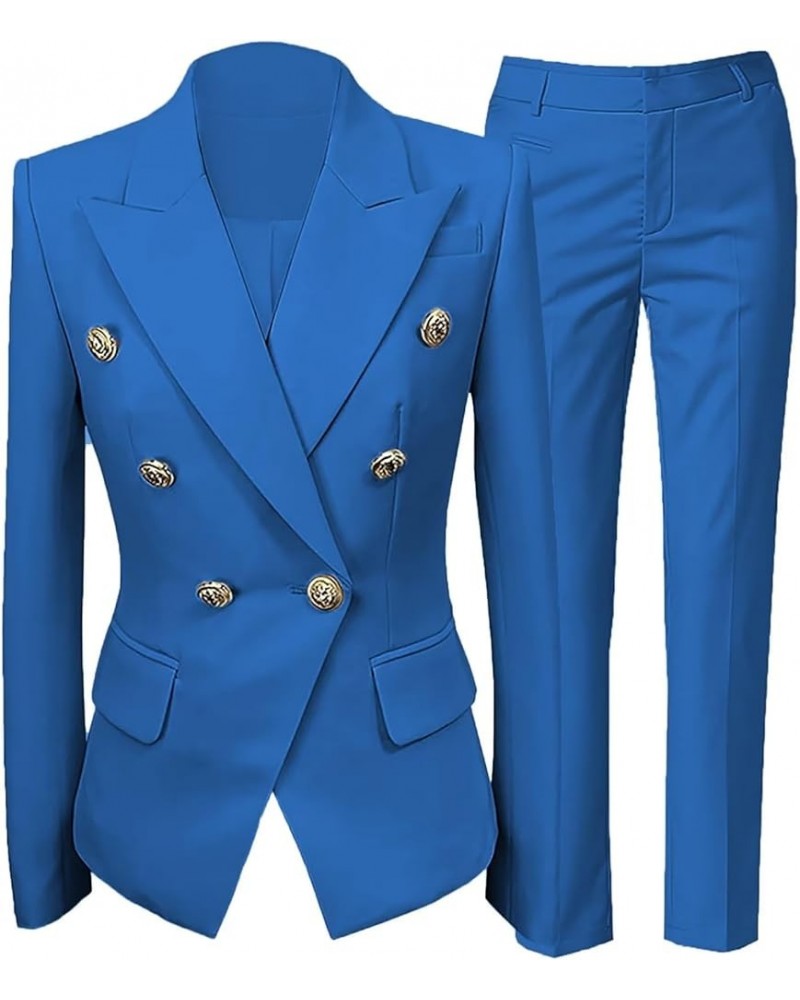 Women's Blazer Suits 2 Piece Solid Work Pant Suit for Women Business Office Lady Suits Sets （(Blazer+Pants） Blue $27.93 Suits