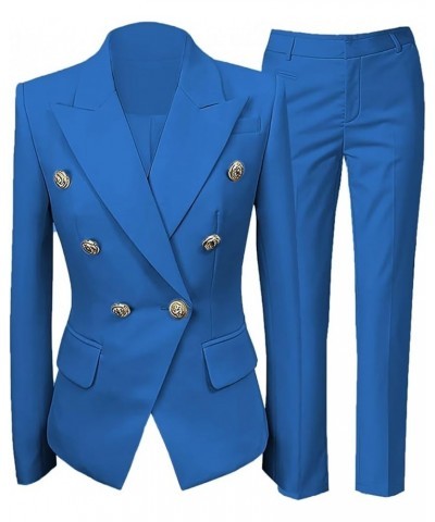 Women's Blazer Suits 2 Piece Solid Work Pant Suit for Women Business Office Lady Suits Sets （(Blazer+Pants） Blue $27.93 Suits