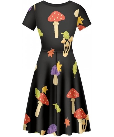 A Line Wedding Guest Dresses for Women with Sleeves Party Elegant Casual Dresses Cute Mushroom Print $10.08 Dresses